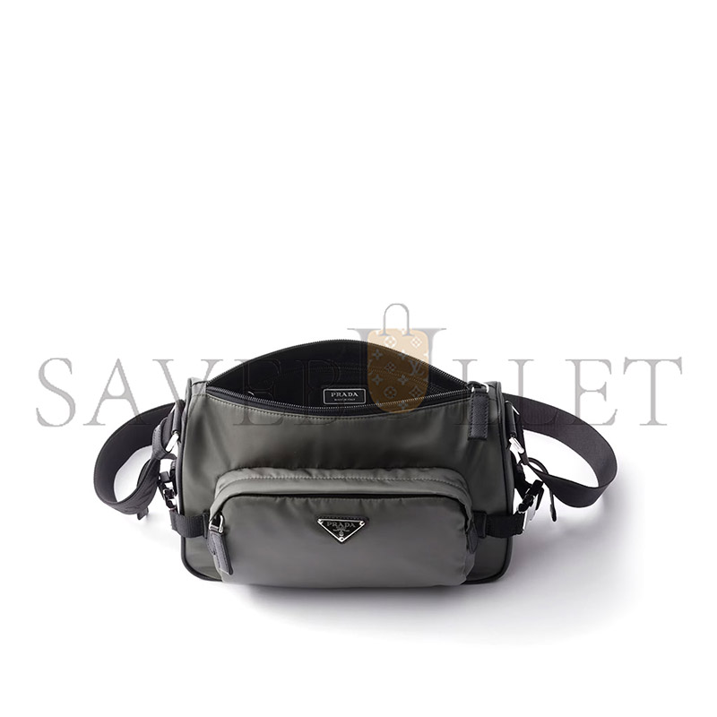 Pra*a medium re-nylon and saffiano leather shoulder bag 2vh192 (28*17.5*10cm)